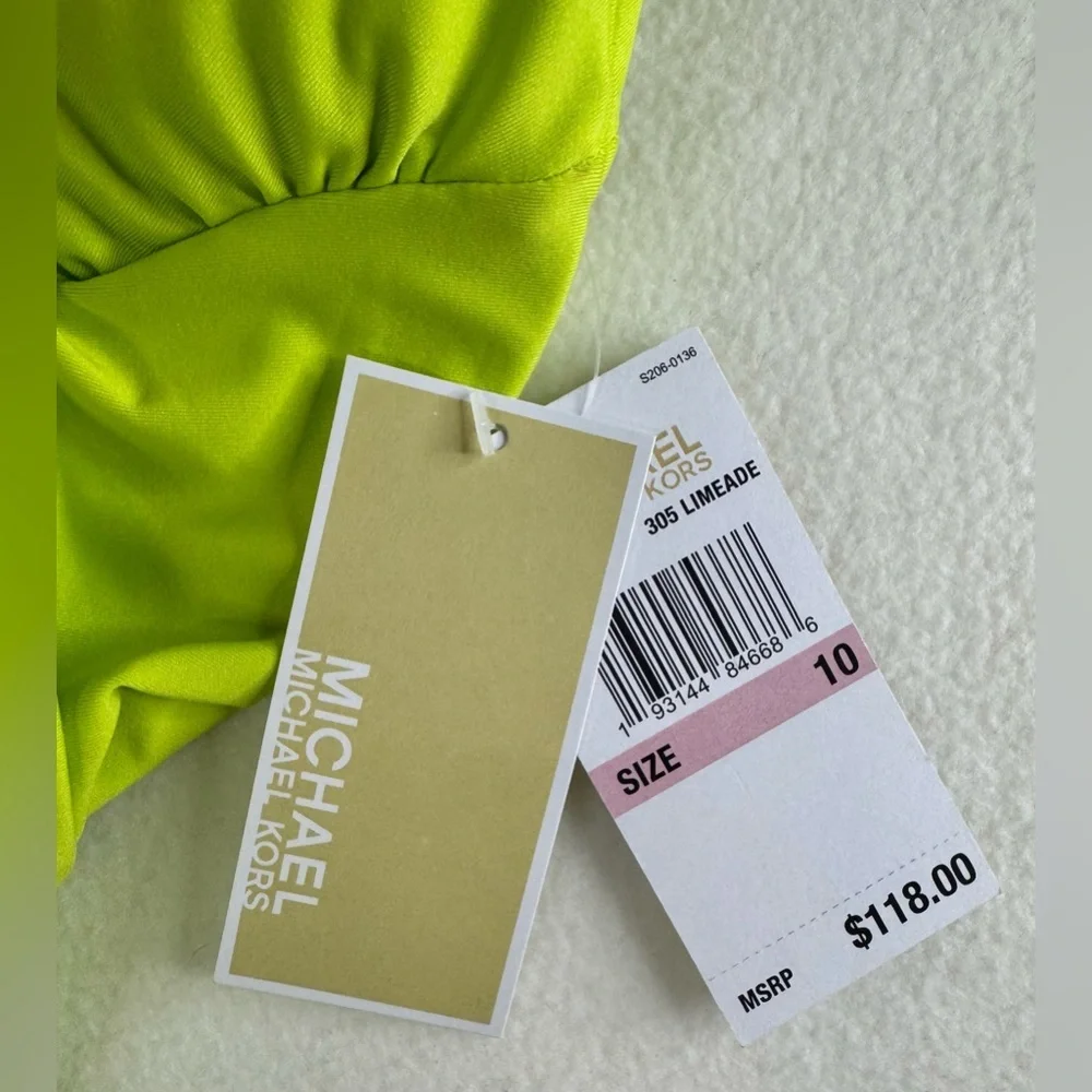 NWT MICHAEL Michae Kors Limeade Key Hole One Piece Swimsuit Woman’s Size 10 - Picture 6 of 6